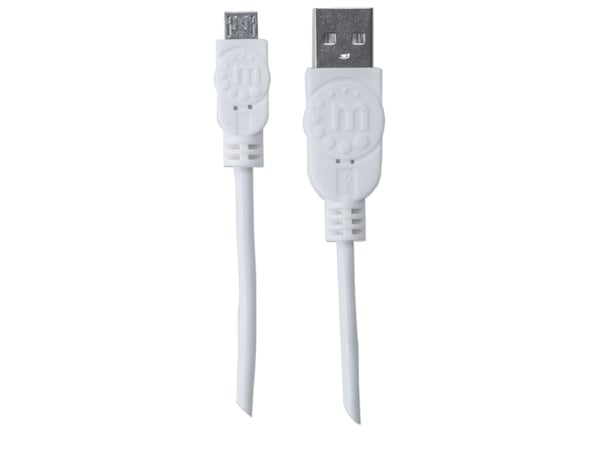 Manhattan 323987, 1 m, USB A, Micro-USB B, USB 2.0, Hankjønn/hankjønn, Hvit