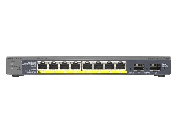 NETGEAR Smart GS110TP - V2 - switch - Styrt - 8 x 10/100/1000 (PoE) + 2 x SFP - stasjonær - PoE (46 W)