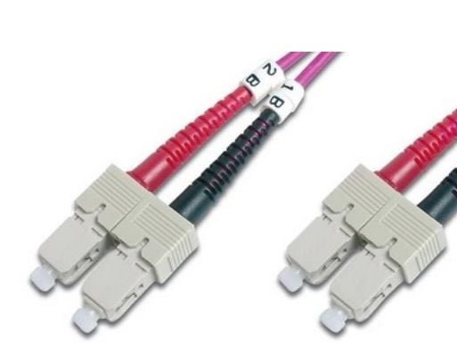 DIGITUS Professional - Koblingskabel - SC flermodus (hann) til SC flermodus (hann) - 3 m - fiberoptisk - dupleks - 50 / 125 mikroner - OM4 - haloge...