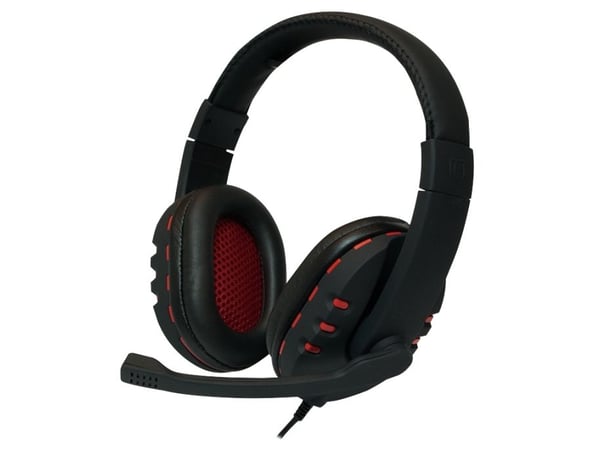 LogiLink HS0033, Koblet med ledninger (ikke trådløs), Samtaler/musikk, 20 - 20000 Hz, 365 g, Hodesett, Sort, Rød