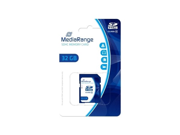 MediaRange - Flash-minnekort - 32 GB - Klasse 10 - SDHC - blå