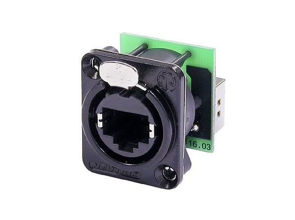 Neutrik NE8FDP-B, RJ-45, Sort, Grønn, Sølv, Hunkjønn, Rett, Cat5e, Nikkel/gull