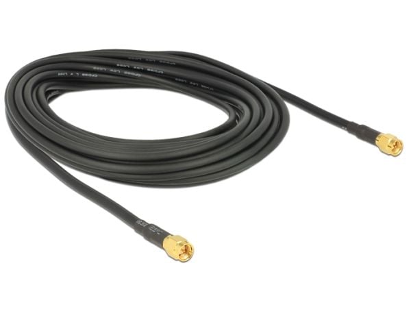 Delock - Antennekabel - SMA (hann) til SMA (hann) - 10 m - LMR-195 - svart