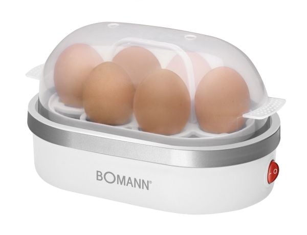 Bomann EK 5022 CB, 6 munaa, Hopea, Läpinäkyvä, Valkoinen, 400 W, 230 V, 50 Hz, 220 mm