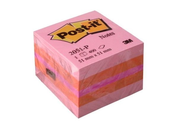 Post-It 2051-P, firkant, Oransje, Rosa, Gult, Papir, 51 mm, 51 mm, 400 ark