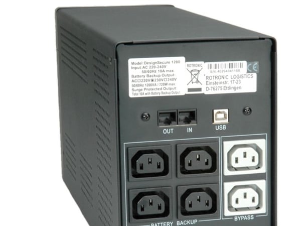 ROLINE DesignSecure 1200, Linje-Interactive, 1,2 kVA, 720 W, 230 V, 50 Hz, 230 V