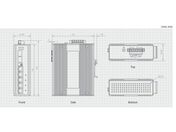 LevelOne IES-0610 - Switch - ikke-styrt - 4 x 10/100/1000 (PoE+) + 1 x Gigabit SFP + 1 x kombo-Gigabit SFP - DIN-skinnemonterbar - PoE+ - DC-strøm