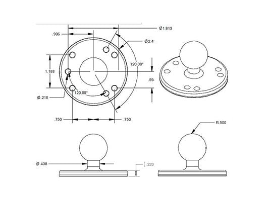 RAM Mounts RAM-B-202U, Musta, 70 g