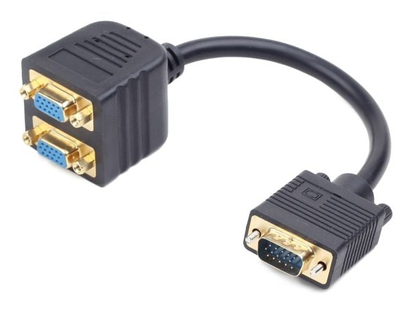 Cablexpert - VGA-splitter - HD-15 (VGA) (hunn) til HD-15 (VGA) (hann) - 20 cm - tommelskruer - svart