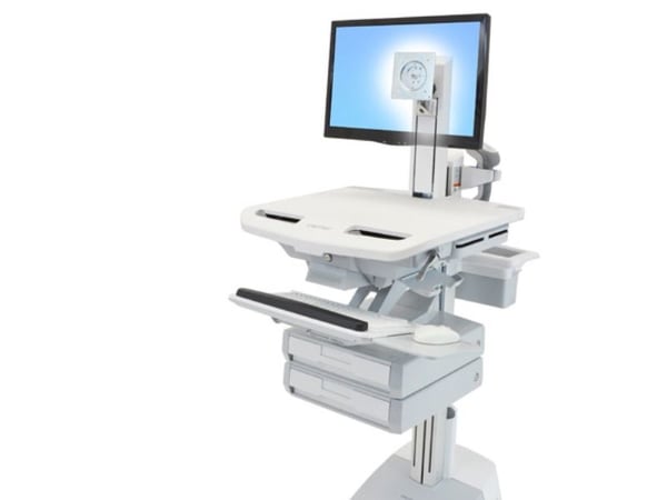 Ergotron StyleView - Vagn - för LCD-skärm/PC-utrustning - medicinsk - aluminium, zinkpläterat stål, kvalitetsplast - grå, vit, polerat aluminium - ...