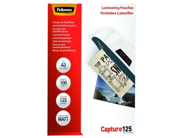 Fellowes - 125 mikroner - 100-pack - matt - A3 (297 x 420 mm) lamineringspunger