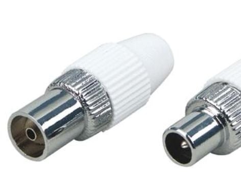 Schwaiger KST3032 532, F-type, Hvit, Metall, Plast, Blister, 2 stykker
