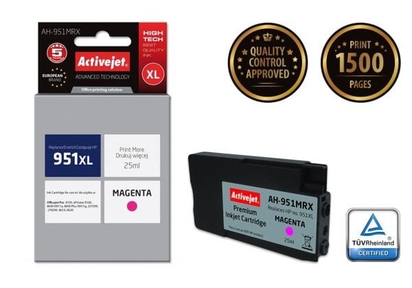 Activejet AH-951MRX, Korkea (XL) värintuotto, Magenta, Väriainepohjainen muste, 25 ml, 1 kpl, Kertapakkaus Activejet AH-951MRX, Korkea (XL) värintuotto, Magenta, Väriainepohjainen muste, 25 ml, 1 kpl, Kertapakkaus