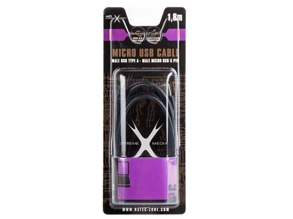 NATEC NKA-0426, 1,8 m, USB A, Micro-USB B, USB 2.0, Hankjønn/hankjønn, Sort