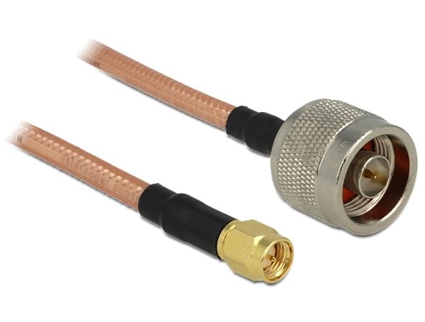 DeLOCK - Antennikaapeli - N-liitin (P) - SMA (P) - 1 m - RG-142 - läpinäkyvä