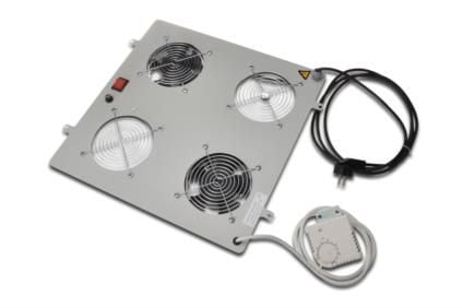 Digitus DN-19 FAN-2-N - Systemviftebrett - med 2 kjølevifter, termostat - lysegrå, RAL 7035 - 19"