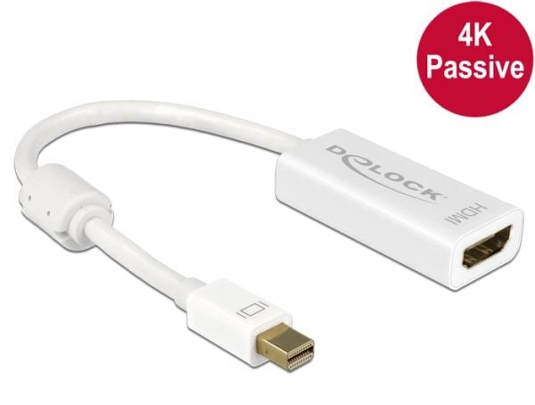 Delock - Video adapter - Mini DisplayPort hann til HDMI hunn - 20 cm - hvit - 4K-støtte