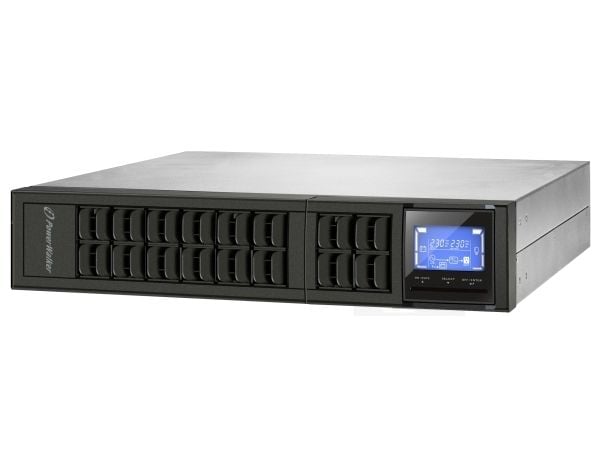 PowerWalker VFI 2000CRM LCD, Dobbeltkonvertering (Online), 2 kVA, 1600 W, Sinus, 110 V, 300 V