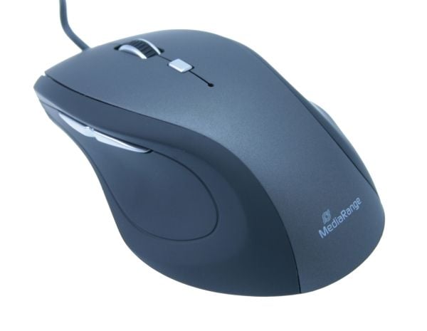 MediaRange MROS202, Oikeakätinen, Optinen, USB A-tyyppi, 2400 DPI, Musta, Harmaa