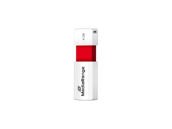 MediaRange - USB-flashstasjon - 4 GB - USB 2.0 - hvit, rød