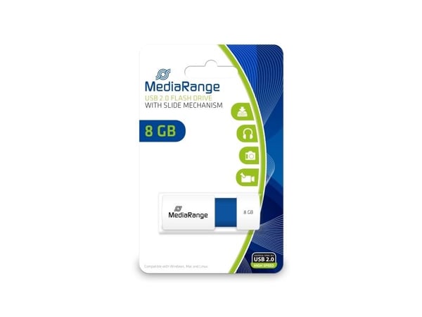 MediaRange - USB-flashstasjon - 8 GB - USB 2.0 - hvit, blå