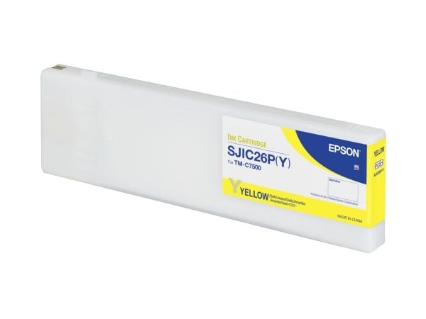 Epson SJIC26P(Y): Ink cartridge for ColorWorks C7500 (Yellow), Keltainen, Väriainepohjainen muste, 1 kpl