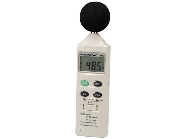 Monacor SM-2, Digitaalinen, A-painotus, C-weighting, Nopea, Hidas, 35 - 130 dB, 1,5 dB, 0,1 dB