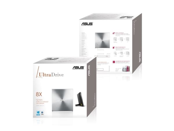 ASUS SDRW-08U5S-U - Platestasjon - DVD±RW (±R DL) / DVD-RAM - 8x/8x/5x - USB 2.0 - ekstern - sølv