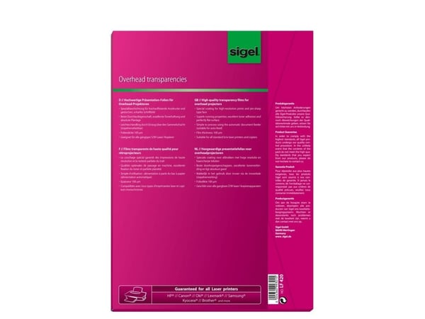 Sigel LF420, Transparent, laser, A4 (210×297 mm), 100 um, 50 ark