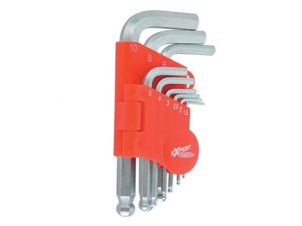 Modeco unbrakonøkkelsett hex type L 1,5-10 mm med kule 9 deler (MN-54-117)