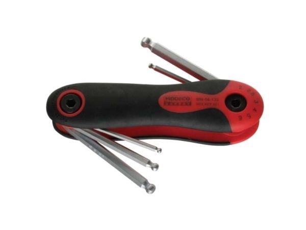 Modeco unbrakonøkkelsett hex flerg. 2–6 mm med kule 6 stk (MN-54-132)