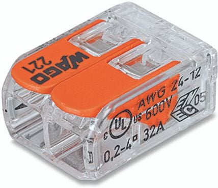 WAGO Samlemuffe 2x0,2-4mm2 transparent - (100 stk.)
