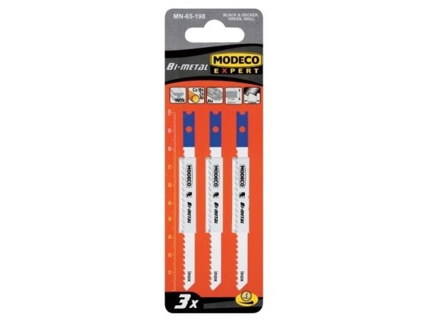 Modeco stikksagblader for U-type 100x3 mm PCV, fine i lengderetning - MN-65-198