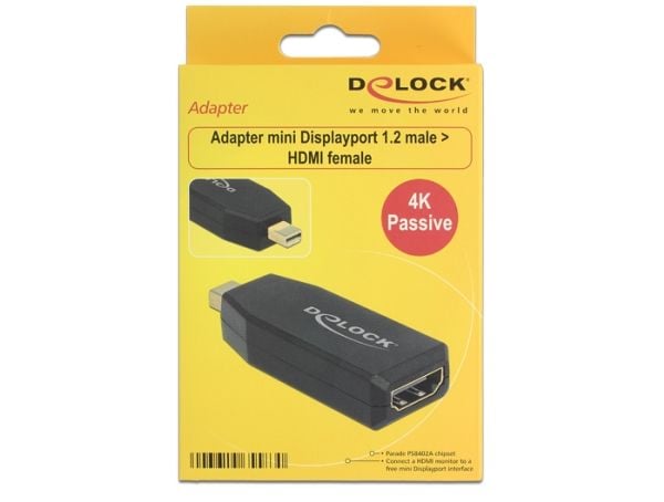 DeLOCK 65583, mini Displayport 1.2, HDMI, Musta