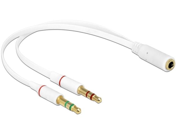 Delock - Hodesettadapter - mini-phone stereo 3.5 mm hann til 4-polsminijakk hunn - 20 cm - hvit