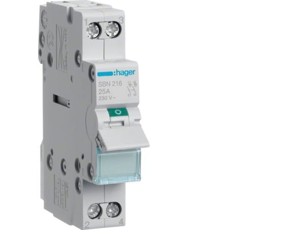 Hager SBN216, 16 A, 440 V, 1 modul(er), -20 - 50 °C, -40 - 80 °C, 17.5 mm