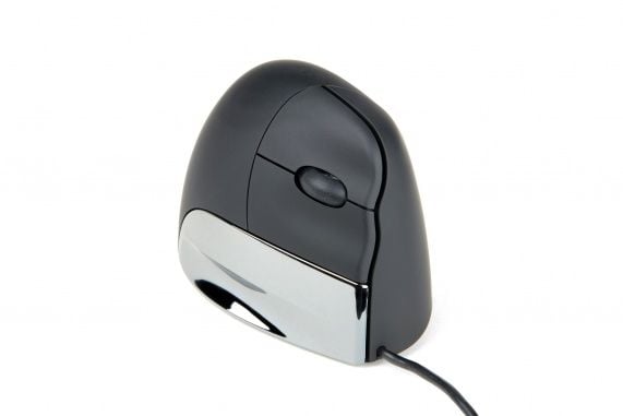 BakkerElkhuizen Evoluent Standard, Oikeakätinen, Vaakasuuntainen muotoilu, Optinen, USB A-tyyppi, 1500 DPI, musta, Harmaa, Hopea