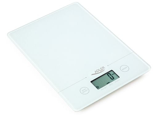 Adler AD 3138 w, Elektronisk kjøkkenvekt, 5 kg, 1 g, Hvit, Glass, Benkeplate
