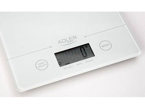 Adler AD 3138 w, Elektronisk kjøkkenvekt, 5 kg, 1 g, Hvit, Glass, Benkeplate