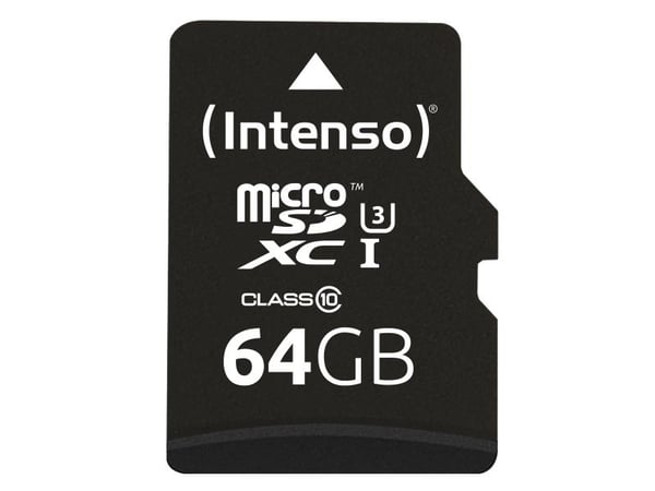 Intenso - Flashminnekort (microSDXC til SD-adapter inkludert) - 64 GB - UHS Class 1 / Class10 - microSDXC UHS-I