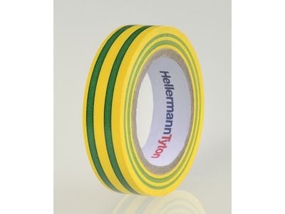 Teippi PVC vihreä/keltainen 0,15 mmx15mmx10m - (10 kpl)