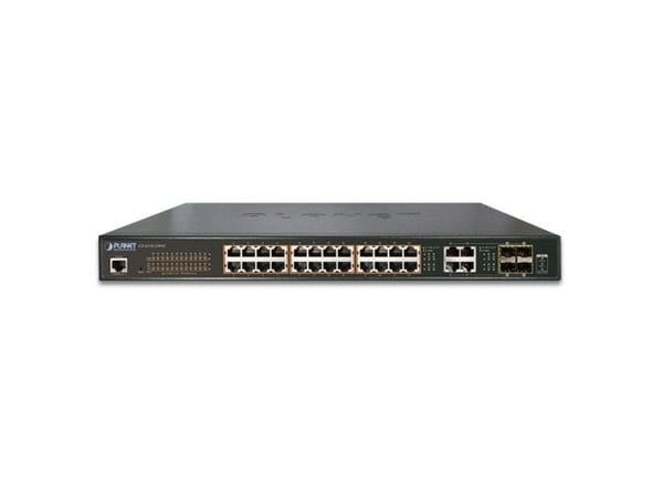 PLANET GS-4210-24PL4C - Switch - Styrt - 24 x 10/100/1000 (PoE+) + 4 x kombo-Gigabit SFP - stasjonær, rackmonterbar - PoE+ (440 W)