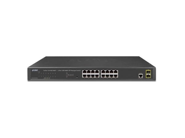 PLANET GS-4210-16T2S, Hallittu, L2/L4, Gigabit Ethernet (10/100/1000), Täysin kaksipuolinen, Telineasennus, 1U