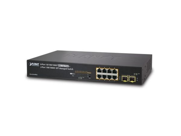 PLANET GS-4210-8P2S - Switch - L4 - Styrt - 8 x 10/100/1000 (PoE+) + 2 x SFP - rackmonterbar - PoE+ (120 W)