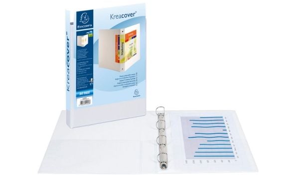 Insticksringpärm Exacompta Kreacover A4+, 4 D-ringar 30 mm, rygg 47 mm, vit