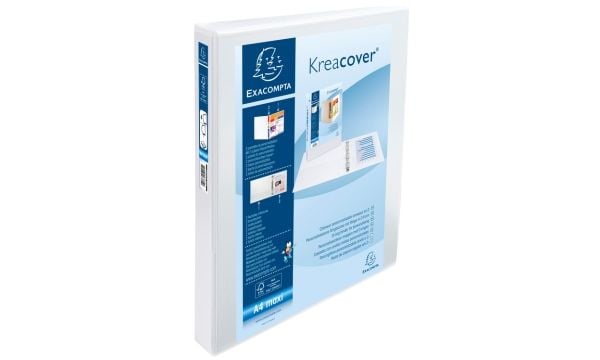 Insticksringpärm Exacompta Kreacover A4+, 4 D-ringar 30 mm, rygg 47 mm, vit
