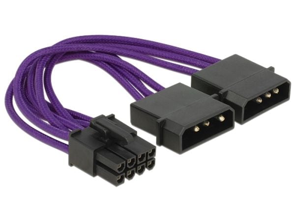 Delock - Strømadapter - 4-pin intern strøm (hann) til 8-pins PCIe-strøm (hann) - 15 cm - purpur