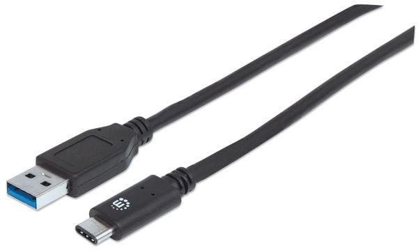 Manhattan 353373, 1 m, USB A, USB C, USB 3.2 Gen 2 (3.1 Gen 2), 10 Gbit/sek, svart