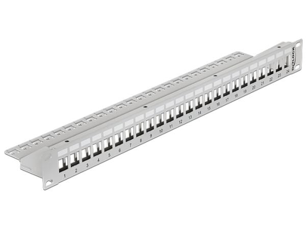 Delock Keystone Patch Panel - Koblingspanel - grå - 1U - 19" - 24 porter