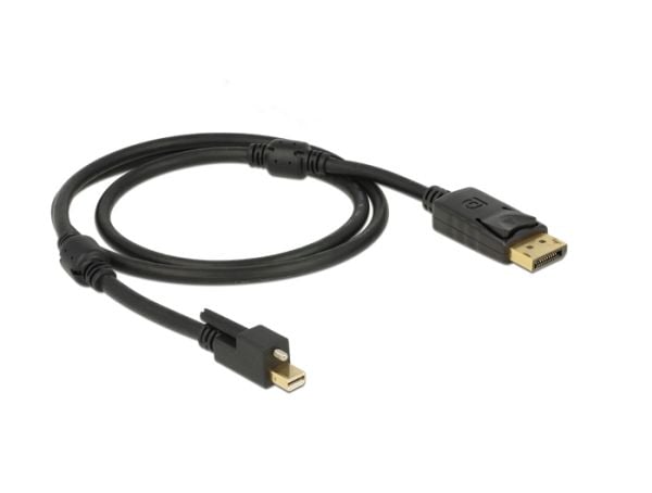 Delock - DisplayPort kaapeli - DisplayPort (han) til Mini DisplayPort (han) - 1 m - tommelskruer - sortti